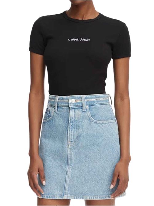 T-shirt a costine con logo Calvin Klein Jeans | LV047G816GUB1